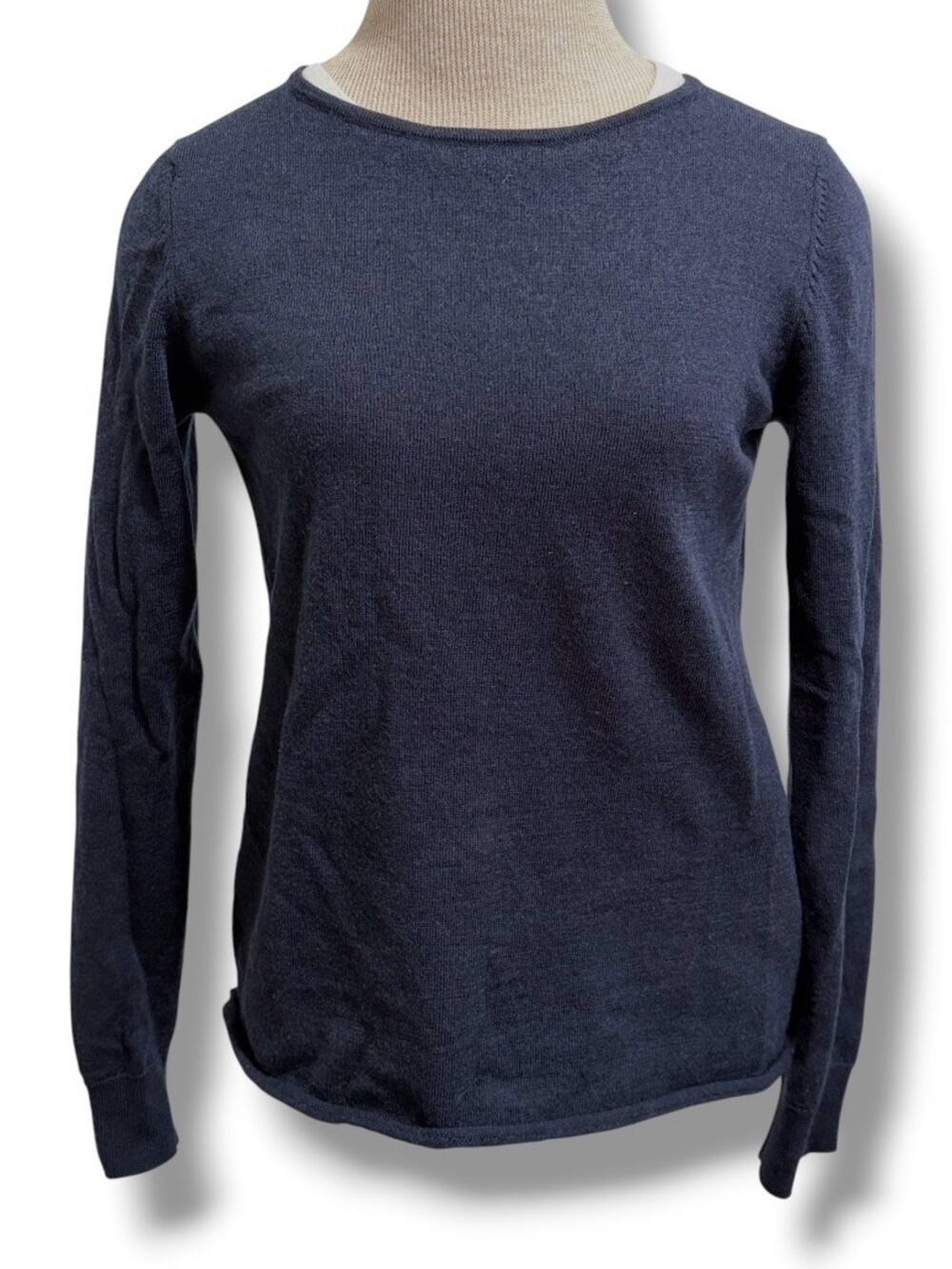 Celtic & Co Extra Fine Marino Wool Women Sweater Size XS Navy Basic Capsule